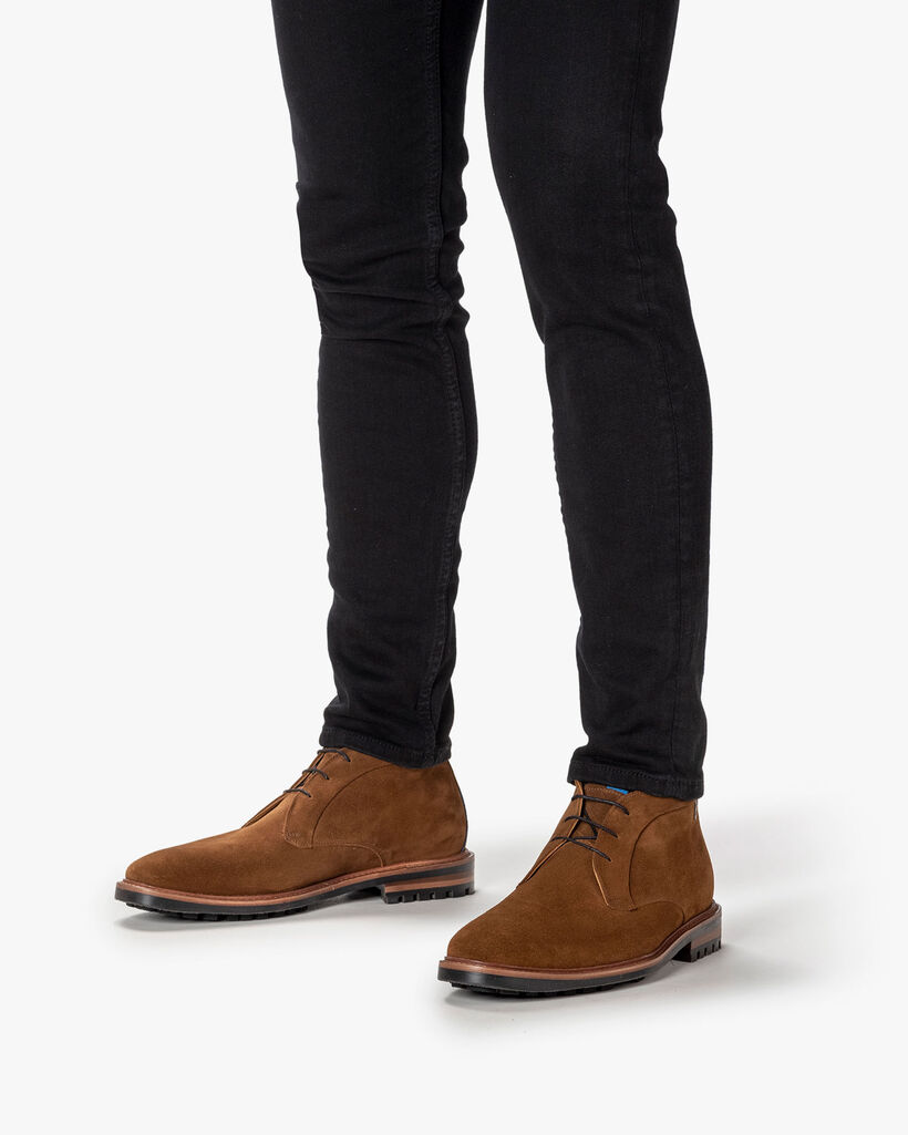 Schnürstiefel Wildleder cognac
