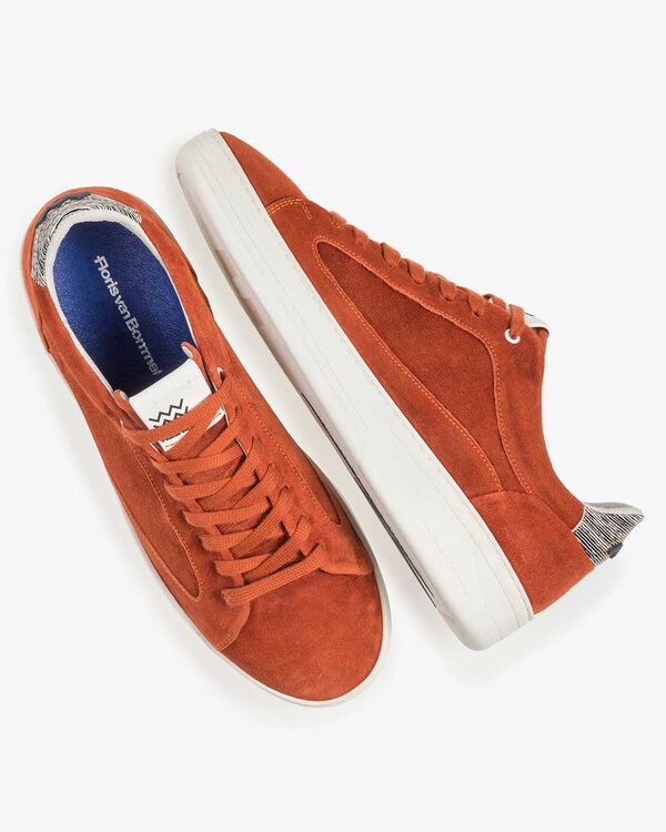 Orange and red suede leather sneaker