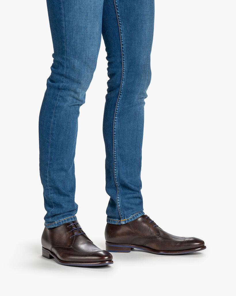 Lace shoe calf leather dark brown