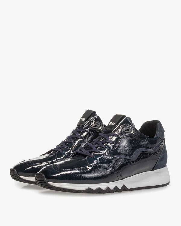 Blauer Lackleder-Sneaker