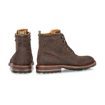 Schnürstiefel Leder-Print braun