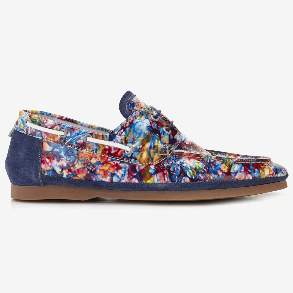 Floris van Bommel bedruckter Herren-Bootschuh aus Lackleder
