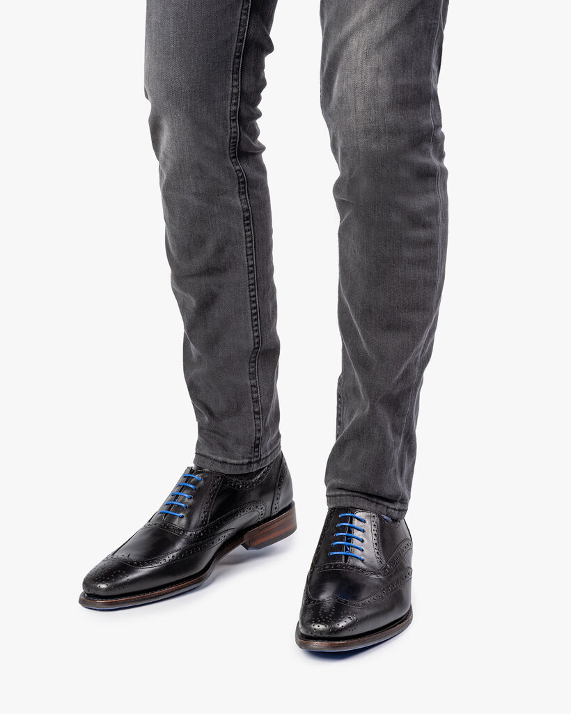 Schn&uuml;rschuh Kalbsleder schwarz