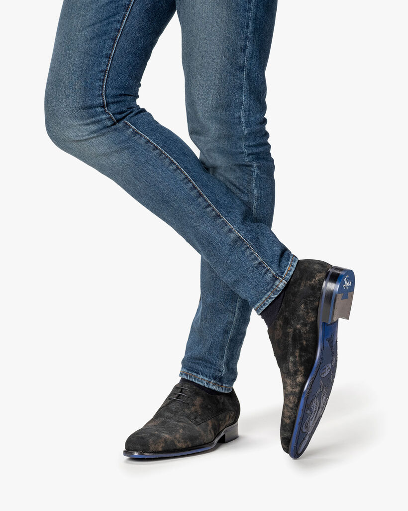 Schn&uuml;rschuh Wildleder dunkelgr&uuml;n