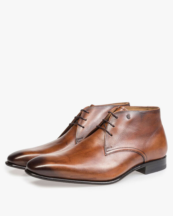 Kalbsleder-Schnürschuh cognac