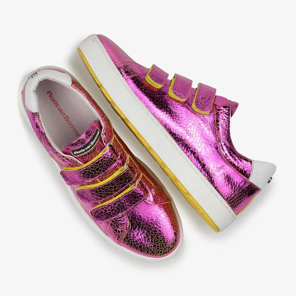 Rosa Metallic Leder-Sneaker mit Craquelé-Effekt