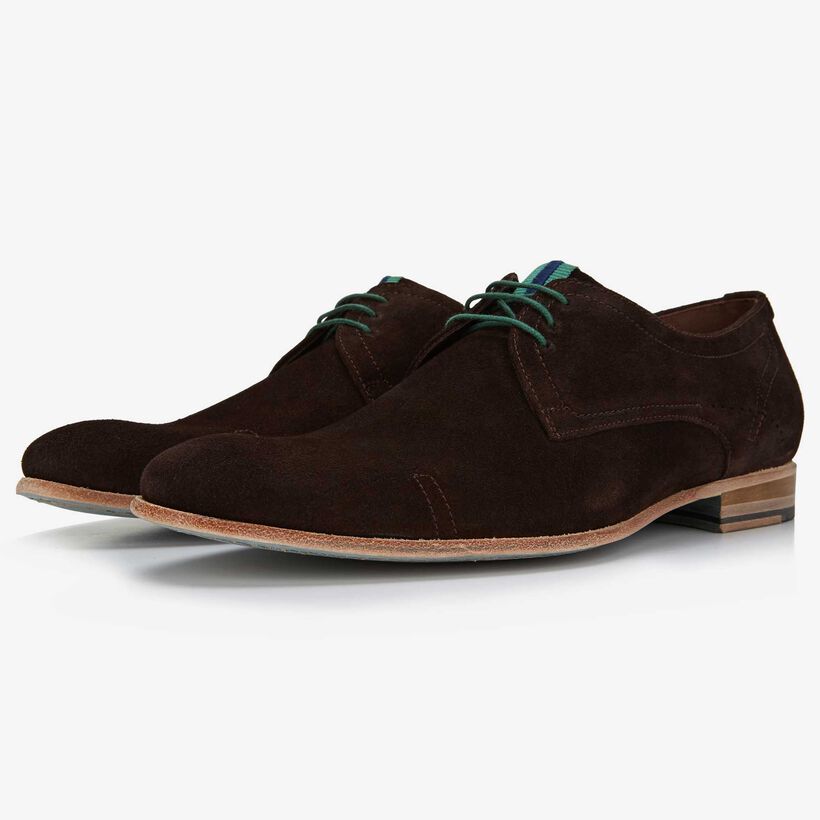 Floris van Bommel dark brown suede men's lace-up shoe