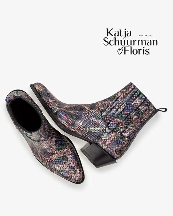 Chelsea Boot Metallic-Print rosa