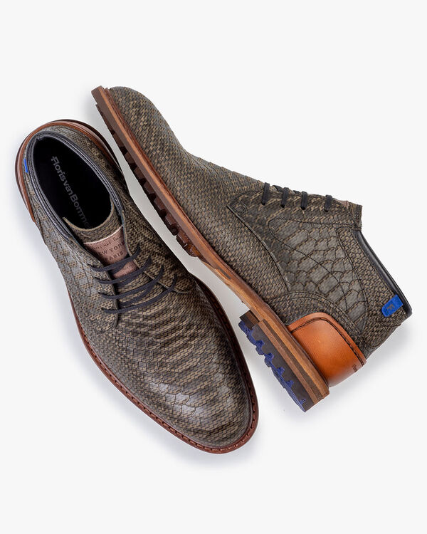 Schnürstiefel Nubukleder grün