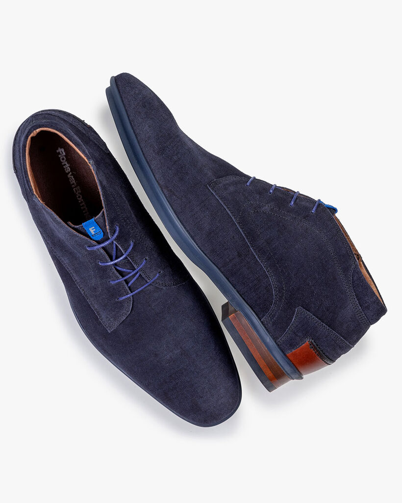 Schn&uuml;rstiefel Wildleder blau