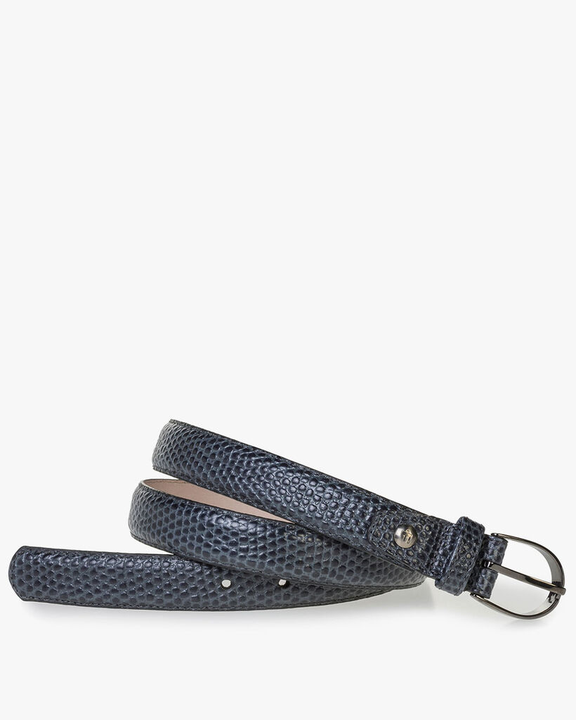 Blue leather belt print