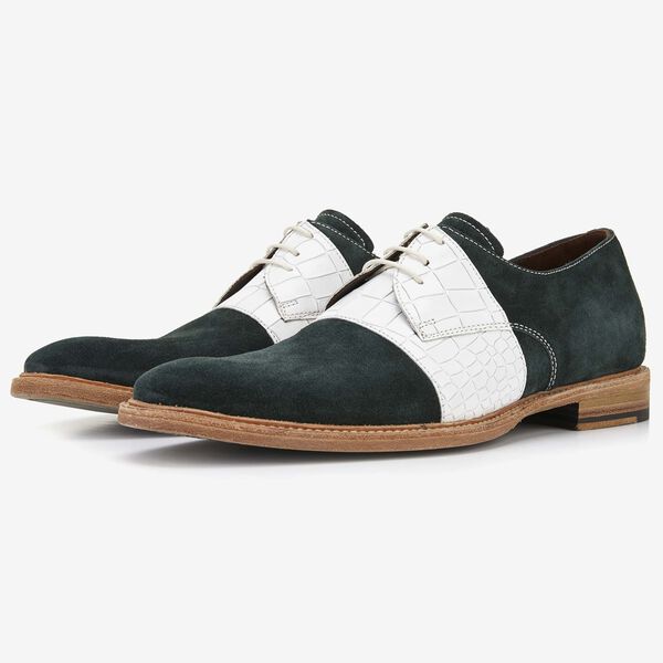 Floris van Bommel green suede men's lace-up shoe