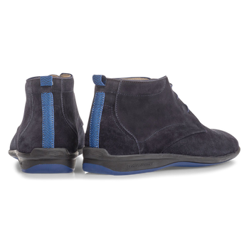 Dunkelblauer Wildleder-Schn&uuml;rstiefel