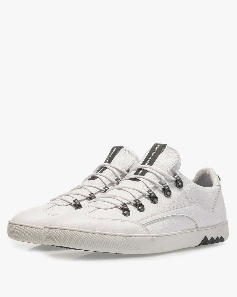 White nubuck leather sneaker with fine texture