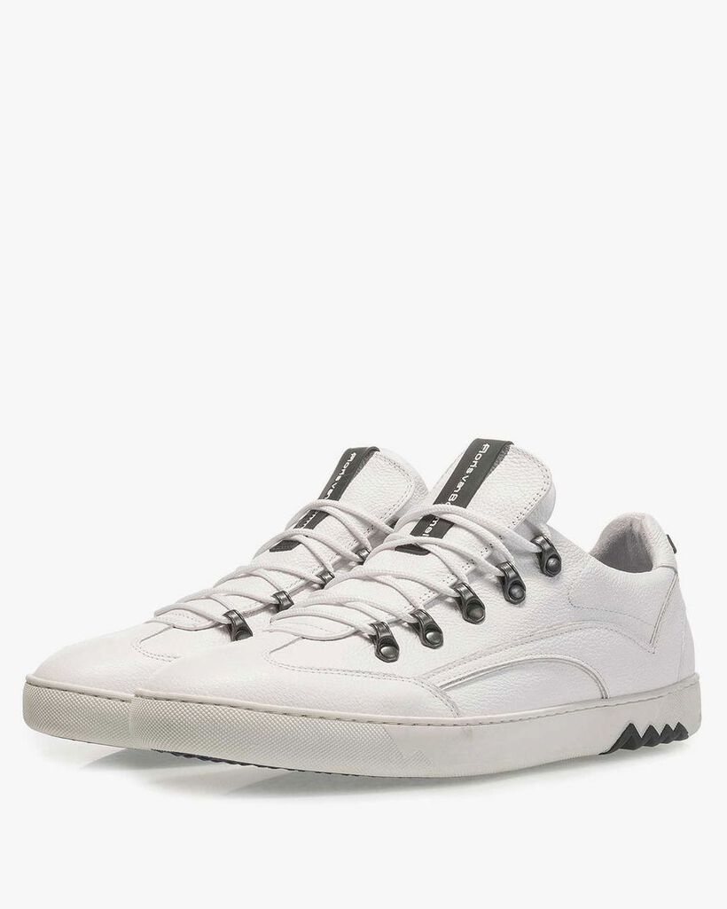 White nubuck leather sneaker with fine texture