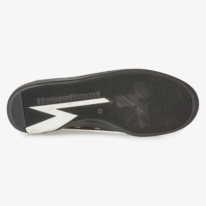 Black printed nubuck leather sneaker