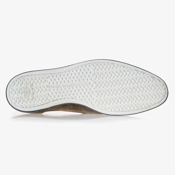 Taupefarbener Wildleder Schn&uuml;rschuh