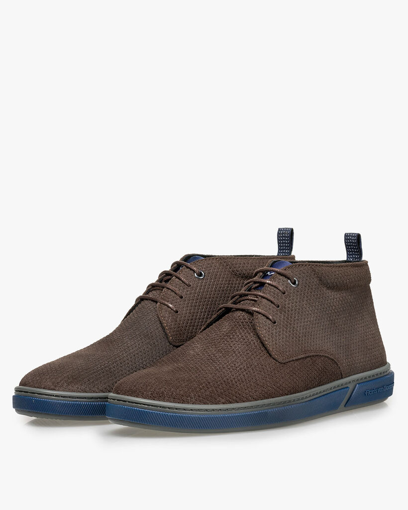 Schn&uuml;rstiefel Leder-Print braun