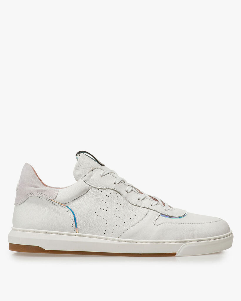 Weisser Leder-Sneaker mit Print
