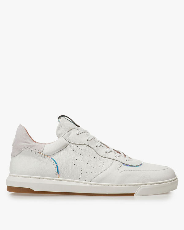 Weisser Leder-Sneaker mit Print