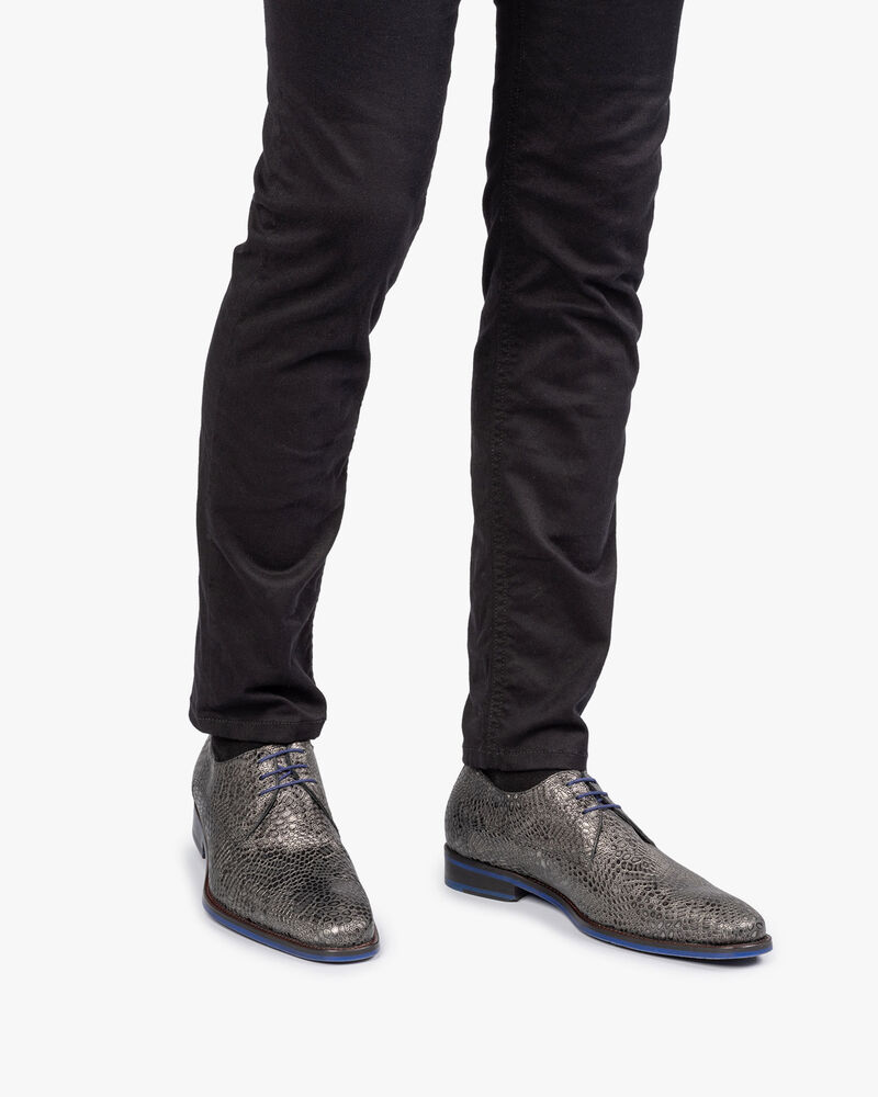 Schn&uuml;rschuh metallic grau