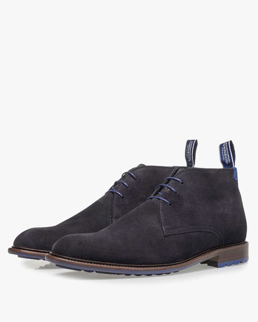 Schn&uuml;rstiefel Wildleder dunkelblau