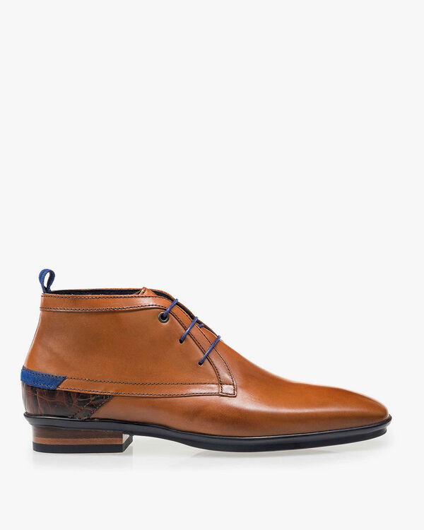 Schn&uuml;rstiefel Kalbsleder cognac