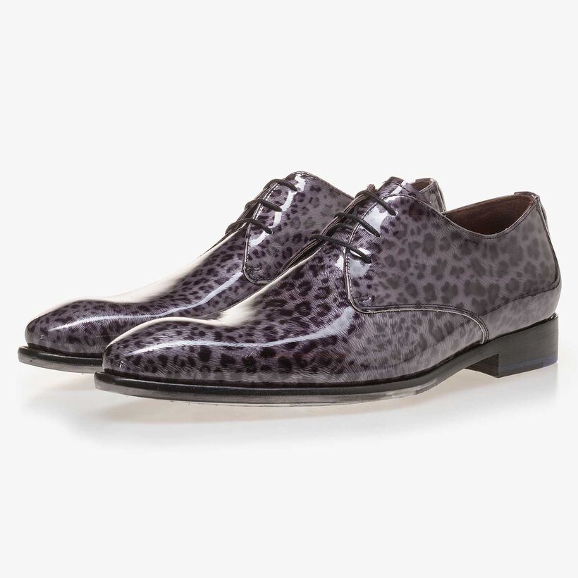 Premium Dunkelgrauer Schn&uuml;rschuh aus Lackleder