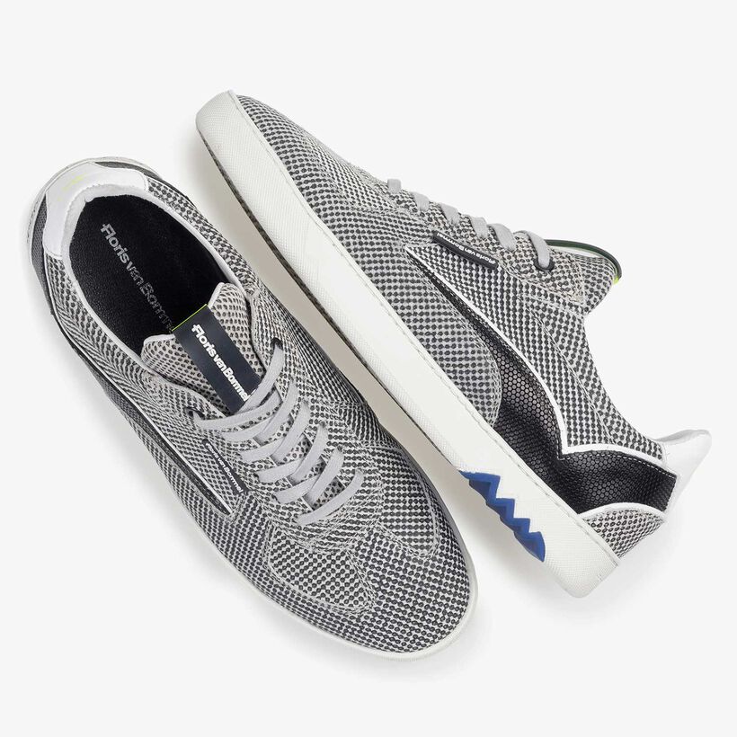 Grey suede leather sneaker with a print