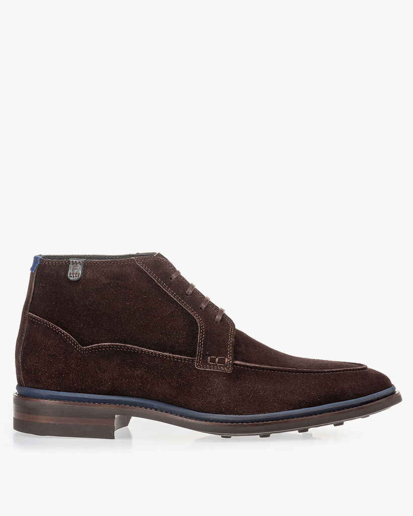 Lace boot brown suede leather