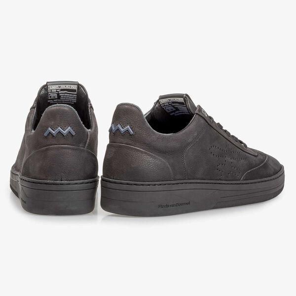 Black printed nubuck leather sneaker
