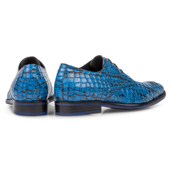 Schn&uuml;rschuh Lackleder blau