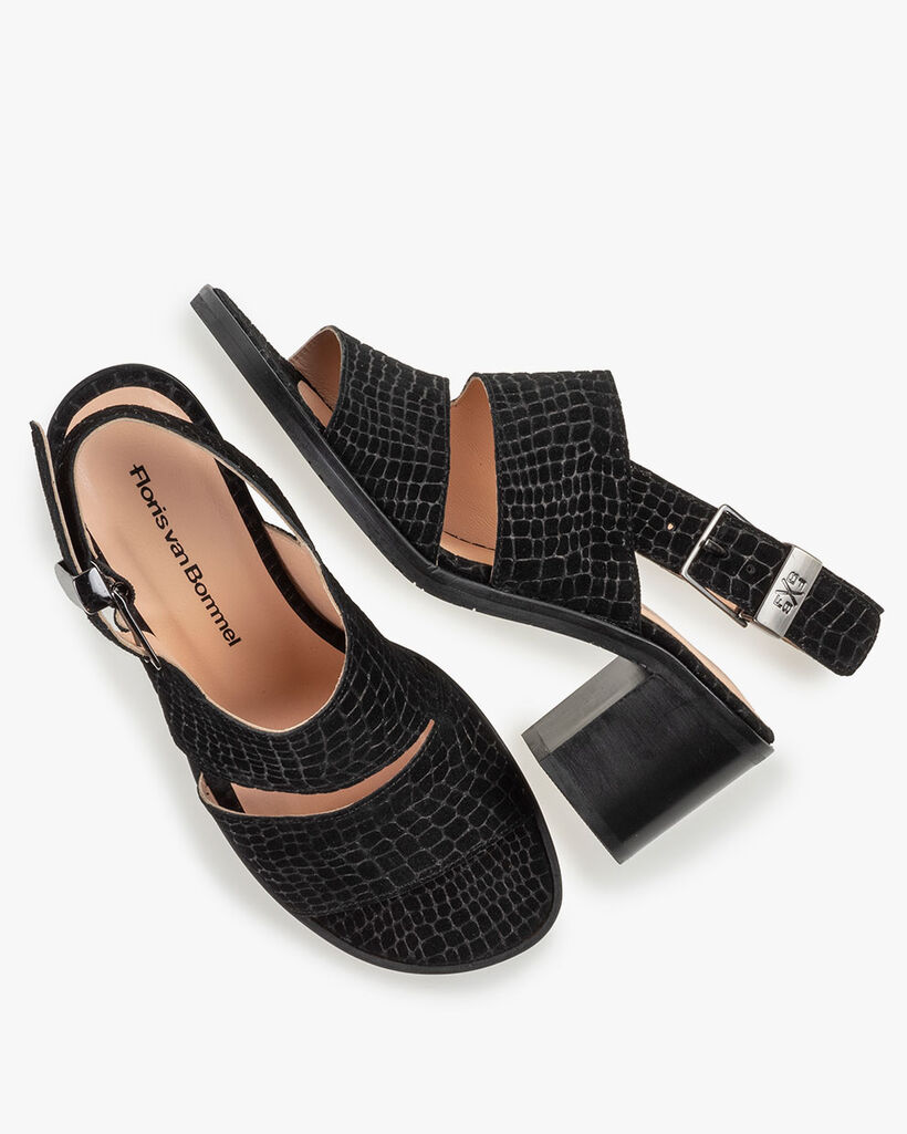 Sandale Wildleder-Print schwarz