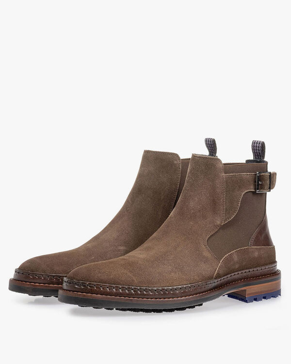 Chelsea boot suede leather dark taupe