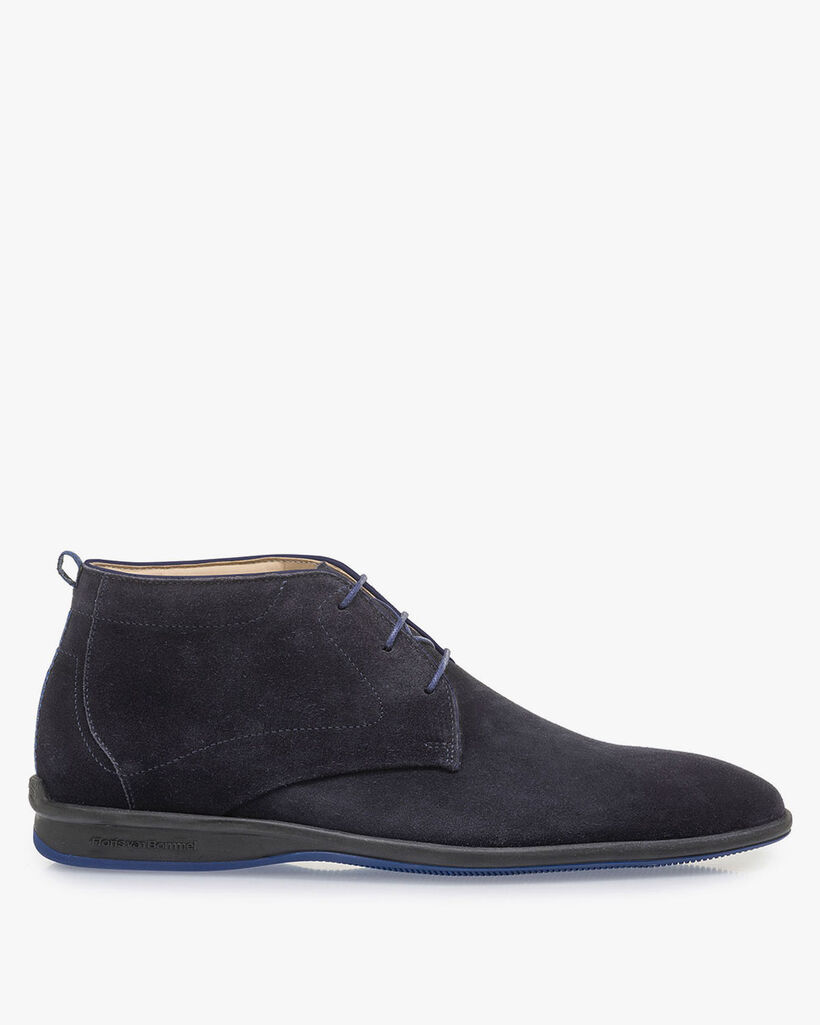 Dunkelblauer Wildleder-Schn&uuml;rstiefel