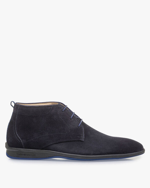 Dunkelblauer Wildleder-Schn&uuml;rstiefel