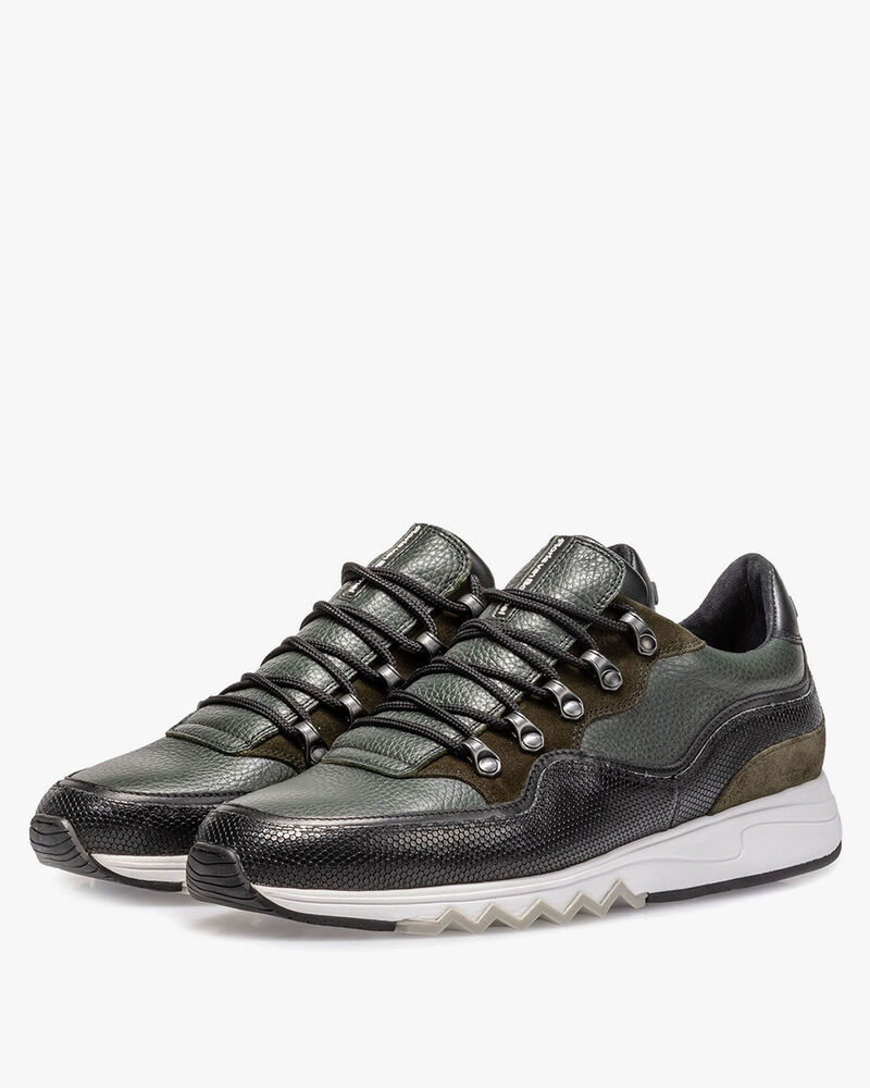 Leder-Sneaker gr&uuml;n