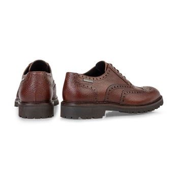 Schn&uuml;rschuh Leder-Print cognac