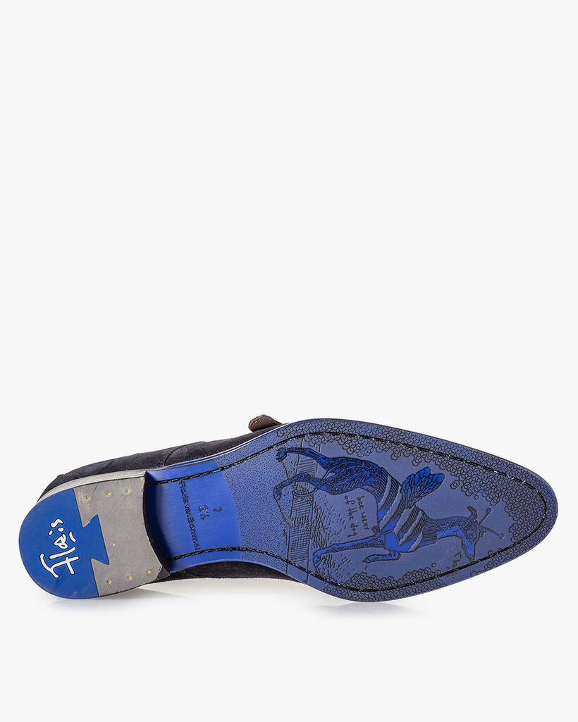 Schnallenschuh blau Wildleder