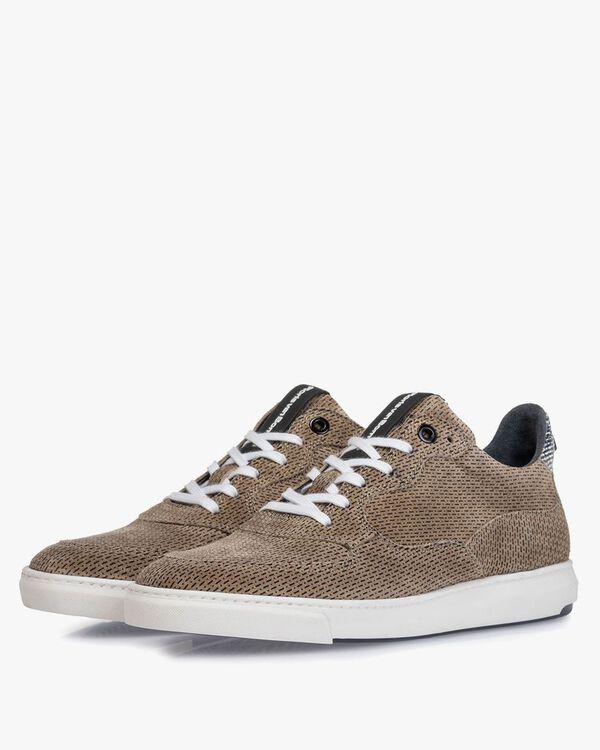 Sneaker mit Print Wildleder sandfarben