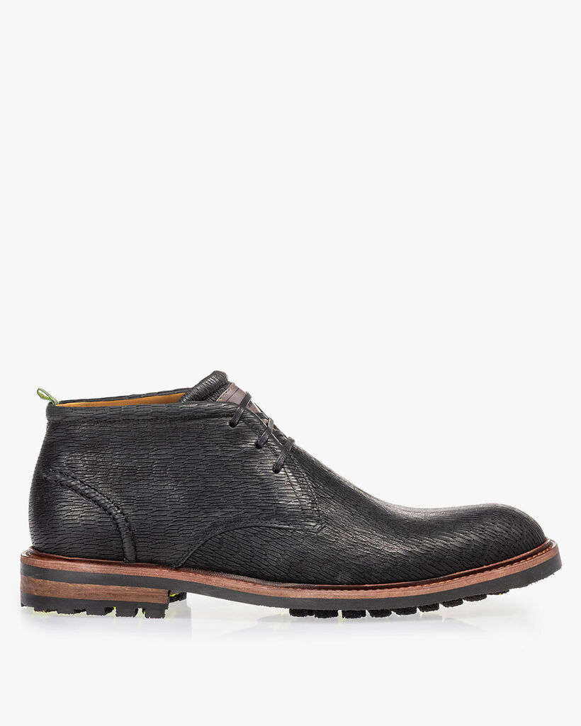 Schn&uuml;rstiefel schwarz mit Print
