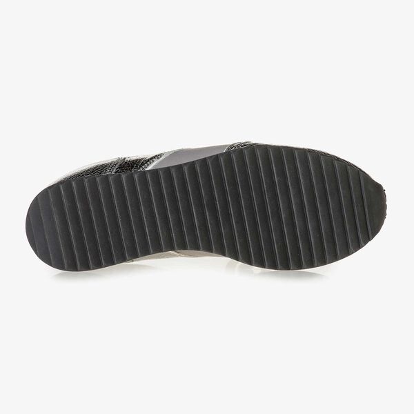 Dunkelsilberner Metallic Leder-Sneaker
