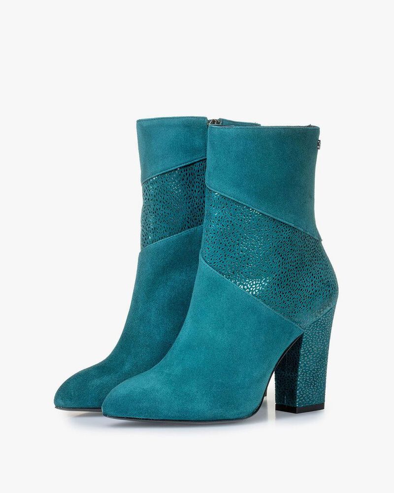 Blaue Stiefelette mit Metallic-print