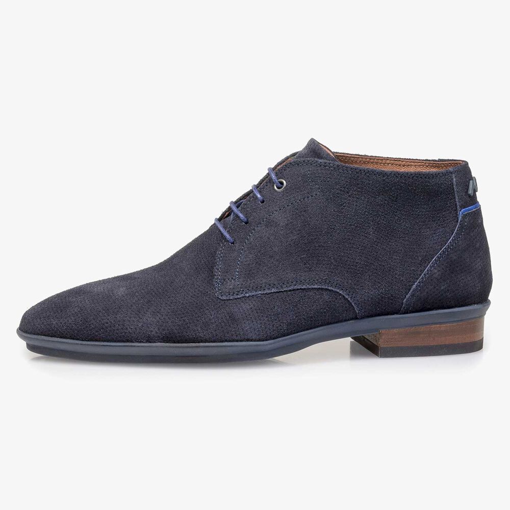 Blauer Wildleder-Schn&uuml;rschuh