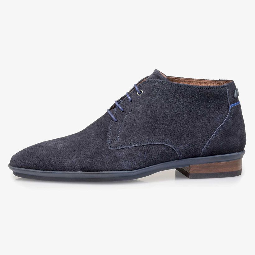 Blauer Wildleder-Schn&uuml;rschuh
