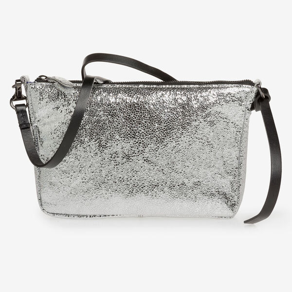 Silberne Ledertasche mit Metallic-Print