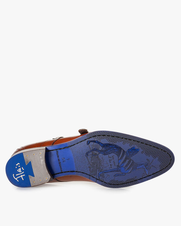Buckle shoe calf leather cognac