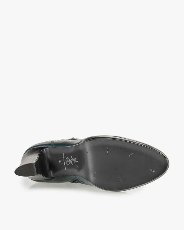 Green calf leather ankle boots