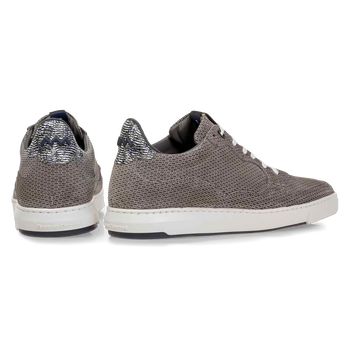 Sneaker mit Print Wildleder grau