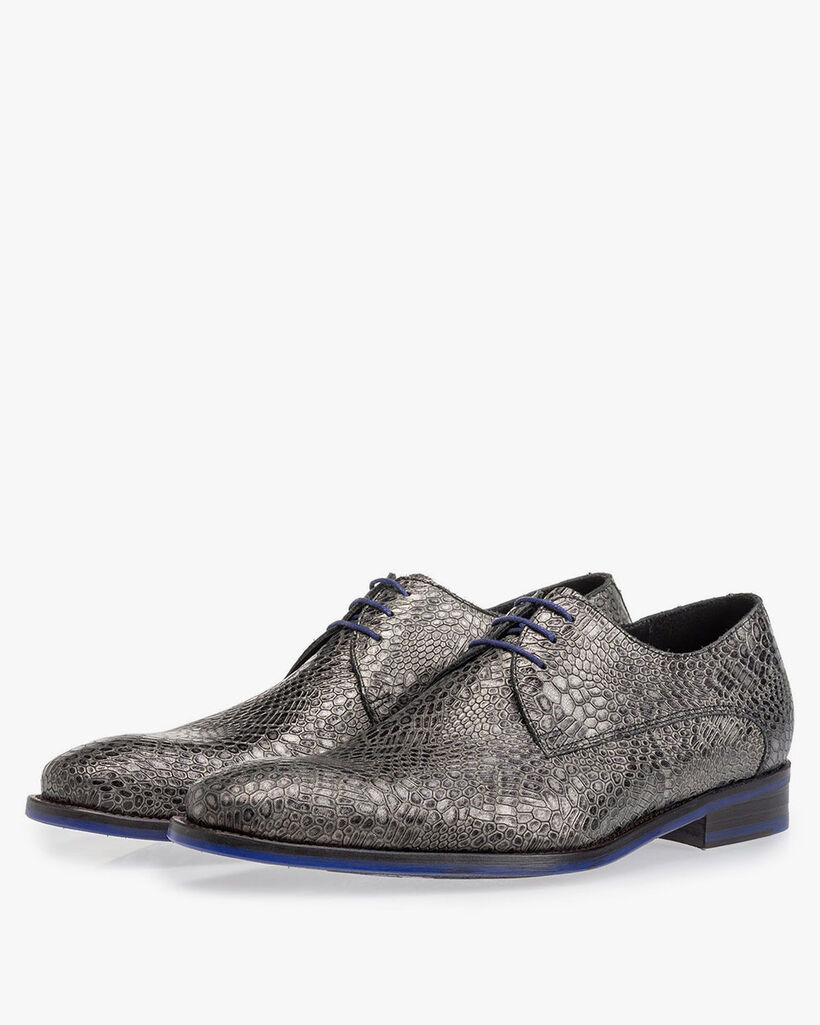 Schn&uuml;rschuh metallic grau